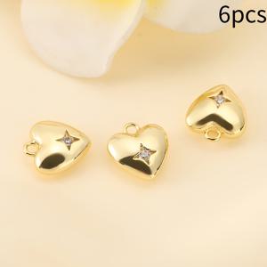 TEMU 6PCS 구리 하트 펜던트 별 모양 장식 펜던트 목걸이 및 팔찌 장신구 만들기 재료
