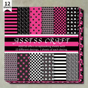 TEMU 12-시트 중량 스크랩북 종이 패드 - 오각별 & 별 패턴, 총알 저널링, 콜라주, 인사말 카드, 공예품을 위한 다양한 디자인 - 올 시즌 파티 용품, 비충전, 전기 불필요, 깃털 없음