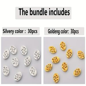 TEMU 60개/30개 알루미늄 합금 양면 필리그리 비즈, DIY 팔찌, 목걸이, 귀걸이 장신구 만들기, 공예 액세서리용 중공 오벌 스페이서 비즈
