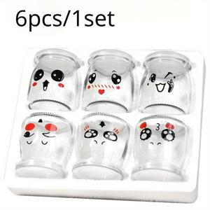 TEMU 6개 세트 200ml 미니 푸딩 용기 - 귀여운 유리 보관 컵 뚜껑 포함, 고온 저항성, 수제 잼 & 요거트용