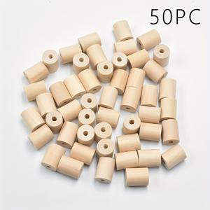 TEMU 50개/30개/20개 미완성 나무 공예 블록, 다양한 크기의 구멍이 있는 원통형 나무 막대 DIY 쥬얼리 비즈, 미술 공예, 목걸이 만들기 용품, 나무 비즈 만들기 액세서리