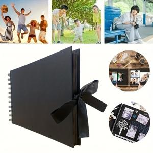 TEMU 1pc 60-페이지 스크랩북 앨범, 블랙 페이퍼 포토 앨범, 웨딩 게스트북, 기념일 기념품, 졸업 기념 앨범, DIY 가족 앨범, 크리스마스, 추석, 새해 선물에 완벽한 내구성 있는 크래프트 종이 스크랩북