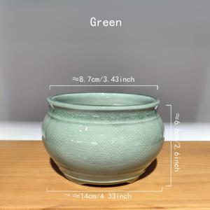 TEMU 중국풍 기린 분재 화분 (배수구 포함) - 실내/외 사용을 위한 우아한 원형 세라믹 화분, 거실, 사무실 또는 정원 장식용 내구성이 뛰어나고 스타일리시한 디자인, 분재 화분, 실내외 장식, 클래식한 미학