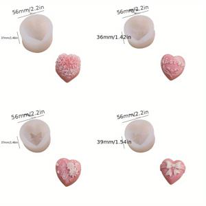TEMU 실리콘 하트 모드 세트 4개, 러브 테마 캔들 석고 손수세제 모드, 웨딩 캔들 세제 제조 키트와 리본 로즈 패턴 DIY 창의적인 모델링 데이 러브 실리콘 몰