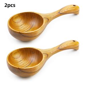 TEMU 2개 대형 나무 주방 스푼 - 요리, 수프 서빙 등 다용도 국자 - 엄마, 할머니, 여성에게 완벽한 선물 | 집, 집들이, 크리스마스에 이상적