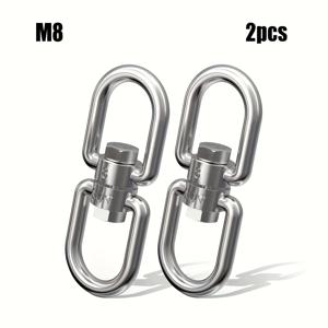 TEMU 듀얼 아이 회전, 304 스테인리스 스틸 아이-투-아이 회전 링 분해 링 커넥터 하드웨어 이중 끝 회전 후크, 스윙 트리용, 로딩 버클 및 해먹 링 M5 M6 M8 - 2개/4개, 나무 로프 후크, 액세서리, 세련된 하드웨어, 견고한 회전 링, 다목적 후크, 기어, 도시 배낭가