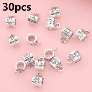 TEMU 60개/30개 주석 합금 비즈 세트, 물방울 및 꽃무늬 스페이서 비즈, 펜던트, 실린더형 자유로운 비즈, DIY 보석 만들기, 목걸이, 팔찌, 열쇠끈 공예 액세서리, 대형 구멍 비즈 커넥터