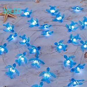 TEMU LED 해양 거북이 스트링 라이트, 배터리 작동 플라스틱 바다 속 요정 블루 라이트, 홈 파티 비치 테마 룸용 테이블 트레이 장식, 범용 휴일 장식(배터리 없음) 할로윈 장식, 크리스마스 장식