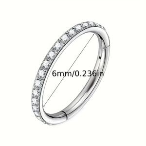 TEMU 16G 스테인리스 스틸 316 인조 지르코니아 삽입형 콧고리 원형 귀걸이 바디 피어싱 장신구 (여성용 일상 착용 가능) 1개|피어싱