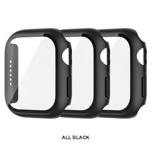 TEMU 애플 호환 강화유리 스크린 보호필름 & 하드 PC 커버 범퍼 3개 세트, iWatch 시리즈 10/9/8/7/6/5/4/SE 호환, 45mm/44mm/41mm/40mm/42mm/46mm 스마트워치용 - 충격방지 케이스