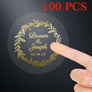 TEMU 100개 맞춤형 골드 투명 스티커, 개인화된 수제 이름 및 주소 라벨