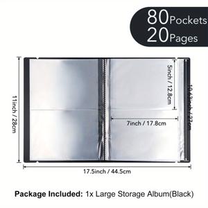 TEMU 1x대형 저장 앨범(검정색) 대형 투명 스티커 사진 저장 앨범; 스탬프 및 커팅 다이 저장 책 정리 폴더로 최대 80개의 엽서, 스티커, 사진, 투명 스탬프 및 커팅 다이를 보관할 수 있습니다.