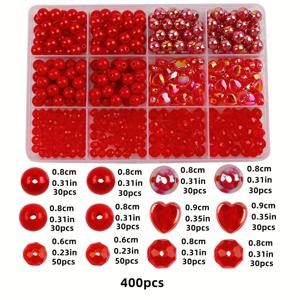 TEMU 730개/400개/330개/세트 빨간 귀여운 다양한 보석 보석 만들기 키트 아크릴 미학 보석 팔찌 만들기 꽃 나비 보석 대량 목걸이 DIY 휴대폰 체인, 데이 선물