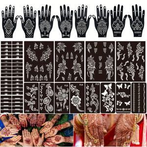 TEMU 24개입 방수 임시 바디 페인팅 타투 템플릿 - 꽃무늬 & 정교한 컷아웃 디자인, 손가락, 팔, 몸통용 혼합 사이즈 - 웨딩, 파티, 카니발용 DIY 스텐실 - 재사용 가능 & 간편한 적용, 카니발 의상,결혼식 장식,장식 패턴,내구성 있는 소재,고품질 인쇄물,의상 ,신부 파티