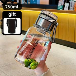 TEMU KEMORELA 750ml/1000ml 대용량 유리 물병 - 투명, 누수 방지, 야외, 체육관 또는 일상 사용을 위한 휴대용 음료용기, 재사용 및 재활용 가능한 재료