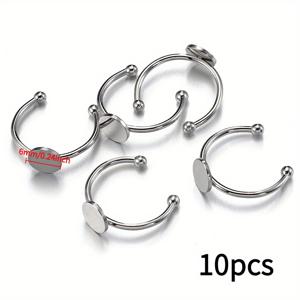 TEMU 10개 MINGXUAN 빈 조절 가능한 오픈 링 홀더 - 304 스테인리스 스틸 DIY 주얼리 만들기 부품, 용접 및 접착제 호환 가능 라운드 플랫 링 (펜던트, 각인, 인레이용), 주얼리 제작 재료, 펜던트 공예, 매끄러운 광택 마감, 심플한 다용도 디자인, 메탈릭 피니시|반지사이즈