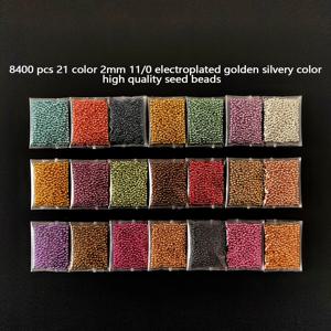 TEMU 8400개 광택 강화 내구성 코팅 시드 비즈, 21가지 색상, 2mm, 11/0 전기 도금 금색 & 은색 고품질 쌀알 비즈 (태슬 헤어핀, 주얼리 제작, 팔찌, 귀걸이, 인형 옷, 프렌치 자수용) - 엄마 또는에게 완벽한 선물