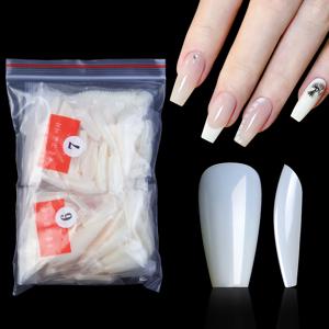 TEMU 500개 미스셔어링 내추럴 누드 프레스온 네일 - 울트라 씬 노-드리얼 아크릴 인조 손발용 네일, 기하학적 & 옴브레 디자인, 광택 마감 및 쉬운 적용, 빠른 매니큐어 솔루션