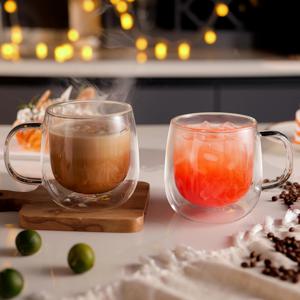 TEMU 2-4-6개입-300ml - 고급 보로실리케이트 이중층 유리 커피컵, 단열 유리 커피컵, 컵, 라떼 커피컵, 아메리카노 커피, 카푸치노, 티백용 투명 유리 더블 머그 핸들 포함, 유리 라떼 커피 머그 밀크티 컵