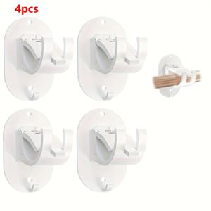 TEMU 드릴이 필요없는 커튼 로드 홀더, 쉽게 설치할 수 있는 자체 접착식 마운팅 클립 - 욕실, 주방, 아파트에 적합, 주방 커튼 로드 | 빈티지 스타일 | 내구성 있는 플라스틱