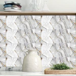 TEMU 22개 럭셔리 대리석 패턴 자체 접착 바닥 및 벽 스티커 - 현대식 화이트 & 그레이 디자인 주방, 거실, 욕실, 화장대 장식용 - 쉬운 설치, 다중 표면 사용 가능, 주방 백스플래시 | 모던 마블 스티커 | 자체 접착 디자인, 주방 벽 스티커