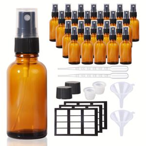 TEMU 24개 1온스 암버 유리 스프레이 병, 실험실 스프레이어, 30ml 미세 미스트 스프레이어, 유리 에센셜 오일 병, 실험실, 미용, 청소, 헤어 및 살균용 빈 병|오일스프레이