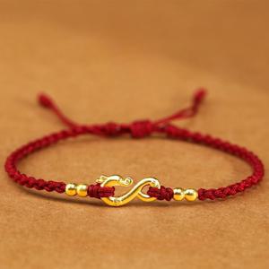 TEMU 운을 위한 중국 스타일의 빨간 매듭 팔찌, 쌍둥이와 친구가 자신의 사자력 해 동안 짠다.