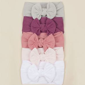 TEMU 5pcs 유럽 및 미국 새로운 어린이 부드러운 나일론 리본 헤드밴드 세트 - 일상 및 캐주얼 착용에 적합, 귀여운 헤어 액세서리 선물 세트