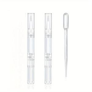 TEMU 2ml 투명 큐티클 오일 펜 + 전용 피펫 - 브러쉬 팁 네일 오일, 속눈썹 리퀴드, 립글로스 컨테이너 어플리케이터