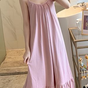 TEMU 여름용 섹시한 스파게티 스트랩이 있는 우아하고 편안한 캐주얼 요정 스타일의 새로운 여성 루즈 슬립 드레스