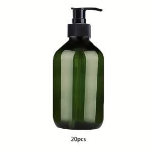 TEMU 20개입 300ml 그린 플라스틱 리필 가능한 비누 디스펜서 병 (프럼프 포함) - 여행용, 프탈레이트 프리, 무향 샴푸, 샤워젤, 로션 및 욕실 필수품 다목적 디스펜서 | 투명 소독제 디스펜서 | 플라스틱 제작