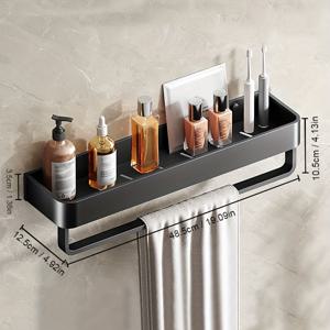 TEMU 알루미늄 벽걸이 욕실 선반 - 2층, 블랙, 화장품 및 수건을 위한 현대적인 디자인, 쉬운 조립, 화장대 지역 조직에 이상적, 욕실 선반|현대 욕실 선반|내구성 있는 욕실 선반, 욕실 정리 선반, 선반|화장실선반