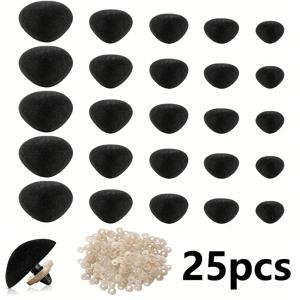 TEMU 25개 동물 안전 플로킹 코 키트 - 비독성 세탁 가능 DIY 코 조각 및 와셔 포함, 아미구루미 인형, 소프트 조각용 | 플러시 만들기 및 인형 공예 액세서리