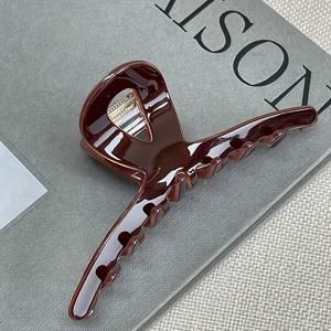 TEMU 여성용 빈티지 초콜릿 브라운 아크릴 헤어핀 - 미디엄 사이즈 사각형 클립, 섬세한 디테일의 우아한 헤어 액세서리 & 발렌타인데이 선물