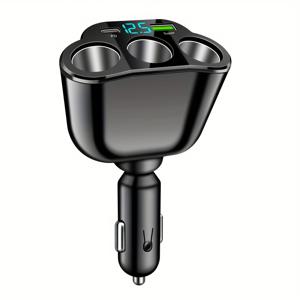 TEMU GYIOEUPT 3포트 차량용 충전기, 전압 표시 기능이 있는 멀티포트 차량 충전기, 다양한 차량 모델에 적합, 12-24V 모델과 호환, SUV 범용, 배터리 없음