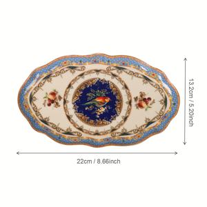 TEMU 1개 우아한 블루 플로럴 디저트 접시 - 빈티지 플로럴 케이크 스탠드, 전자레인지 안전 세라믹 서빙 트레이, 결혼식, 파티, 일상 식사용 우아한 테이블 장식 - 내구성 있고 쉬운 청소 표면, 디저트 트레이, 파티 서빙 피스, 장식적인 테두리, 매끄러운 마감, 스타일리시 서빙웨어, 홈 베이커, 웨딩 서빙웨어, 고품질 세라믹, 결혼식 플래너
