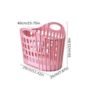 TEMU 모던 접이식 세탁 바구니 - 벽걸이형, 휴대용 다중 칸막이 더러운 옷 보관함, 내구성 좋은 폴리프로필렌 사각 디자인, 가정 및 욕실 정리, 세탁실 액세서리, 세탁 바구니에 적합