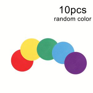 TEMU 10개입 컬러 플랫 스포츠 필드 포인트 | 실내외 축구 및 농구 속도 훈련 및 연습용 고무 미끄럼 방지 마킹, 멀티 컬러, 안정성 및 기능성 향상
