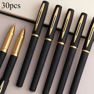 TEMU 30개의 젤 잉크 볼펜 세트 - 금색 액센트가 있는 검정색, 튼튼한 플라스틱 바디, 글쓰기 및 그림 그리기에 적합한 미세한 팁, 사무실 및 가정용으로 이상적, 사무용품 | 우아한 글쓰기 도구 | 부드러운 글쓰기 경험, 볼펜