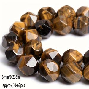 TEMU AAA 등급 노란 호랑이의 눈 별 자르기 비즈 - 자연스럽고 코팅되지 않은 둥근 보석으로 DIY 목걸이, 팔찌 및 귀걸이를 만듭니다. 패션 액세서리 | 별 자르기 비즈 | 부드러운 질감