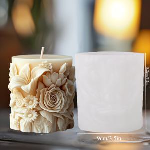TEMU 1개 실리콘 캔들 몰드 - 정교한 장미와 백합 디자인, 타원형 | DIY 향초, 수제 비누, 홈 데코 공예용 | 예술적인 캔들 디자인 | 복잡한 패턴 몰드
