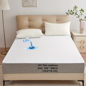 TEMU 1개 화이트 방수 얇은 매트리스 커버 - 헤비듀티 타월 원단 침대 시트, 관리가 쉬운 침대, 가정, 호텔, 기숙사 사용에 적합 - 싱글/더블/트윈/풀 사이즈 침대에 맞음