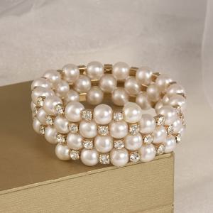 TEMU 1개 여성용 7월 탄생석 모조 진주 팔찌 - 3줄 우아한 탄성, 7월 탄생선물 & 어버이날 선물, 일상 착용 가능 (-코팅 합성 모조 진주)|탄생석