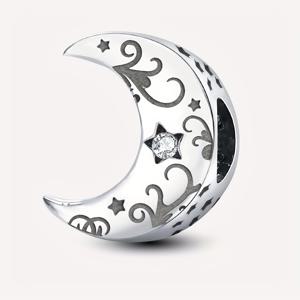 TEMU 1pc 우아한 달달이 펜던트, 별과 꽃 디자인 - 925 실버 플레이트 DIY 비즈, 독특한 팔찌, 반지, 또는 목걸이 - 생일, 데이, 어머니의 날 선물에 적합 - 여성, 생일 선물에 이상적 | 우아한 달달이 | 세부적인 조각, 달 달이 펜던트