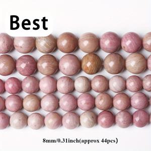 TEMU AAA 자연적인 로돈이트 돌 비즈 빨간 로돈이트 원형 느슨한 비즈 15
