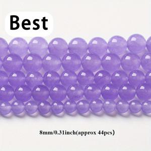 TEMU 천연 라벤더 퍼플 칼세도니 재스퍼 비즈, 주얼리 만들기용 둥근 스톤 비즈 액세서리 4 6 8 10 12 14mm