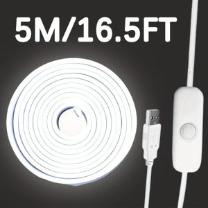 TEMU ORAHON 16.4ft/3.3FT-16.4ft 화이트 LED 네온 스트립 - 등급 인증, 유연한 RGB-프리 (단일 색상) RGB 효과 호환, 실내/실외용 RGB-프리 파티, 침대 옆, TV, 샤워용 (무