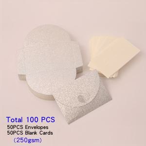 TEMU 100개 세트, 봉투 50장과 빈 카드 50장, 250GSM 반짝이 종이 작은 봉투, 적합 대상: 명절 인사말 카드, 결혼식, 생일, 파티, 데이, 크리스마스 초대장, 꽃집 케이크 숍에 편리하게 배치할 수 있는 인사말 카드