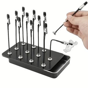 TEMU 12개 모델 스프레이 페인트 랙 베이스 스탠드 및 굽힘 가능한 악어 클립 로드 세트, 스프레이 모델 부품, 모델 도구, 할로윈 크리스마스 선물