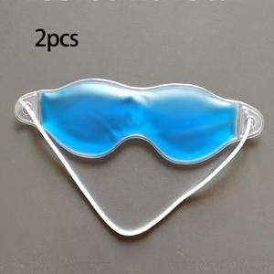 TEMU 2팩 저자극성 젤 아이스 아이 마스크, 부기 및 다크서클 완화용, 재사용 가능한 냉온열 기능, 조절 가능한 스트랩 포함, 배터리 불필요, 무취, 수면 개선 보조제, 연한 베이지 색상